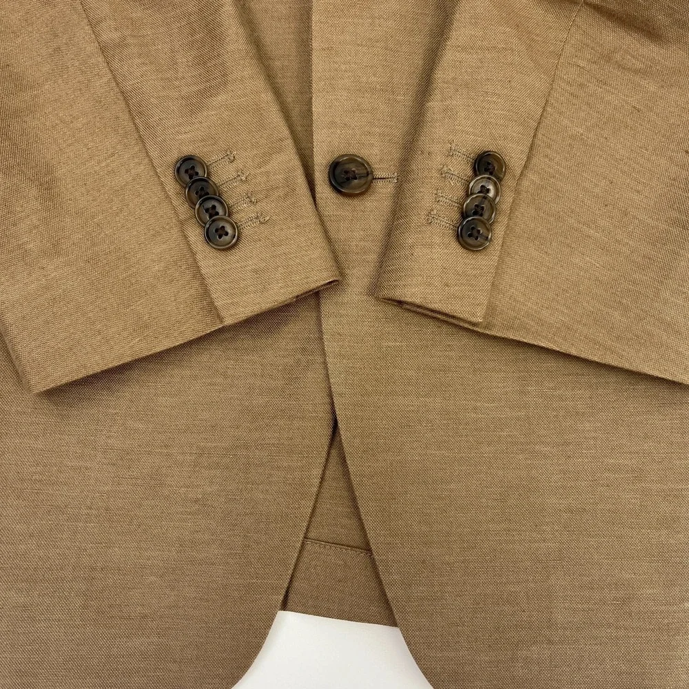 Banana Republic Progetto Uno Slim Italian Cotton Blazer Vicuna Tan Mens 42S